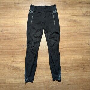 Athleta Ponte Luxe Legging Womens Small Black Stretch Zip Pockets Ankles
